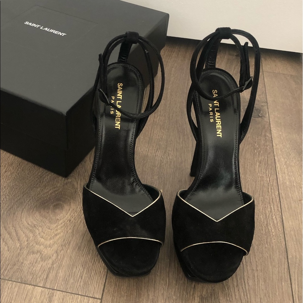 Saint Laurent Suede Tribute Sandals - Picture 1 of 6